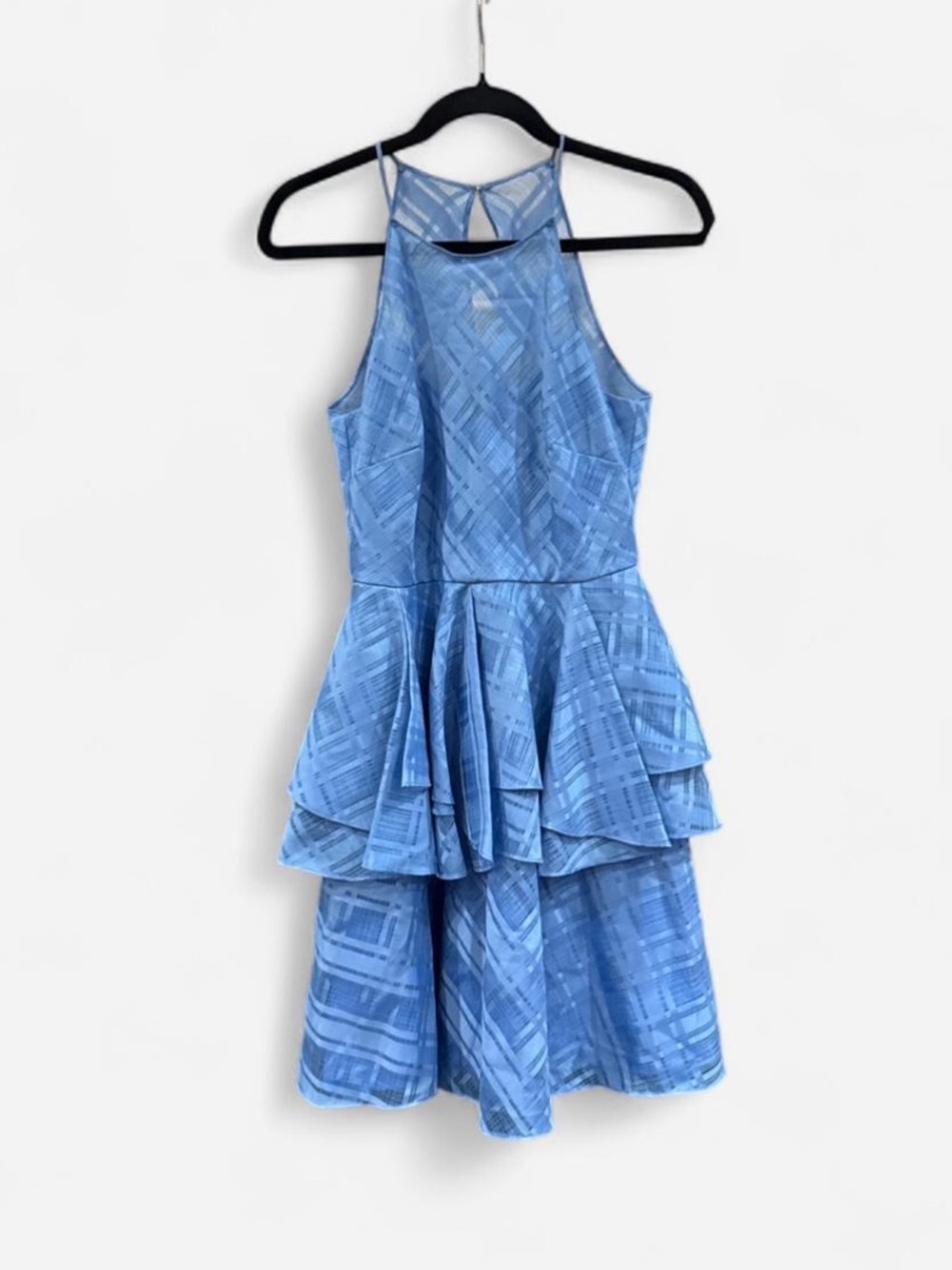 Badgley Mischka party dress size 4 prom evening wear Blue Layered preppy NWT